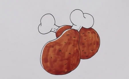 流口水的鸡腿简笔画