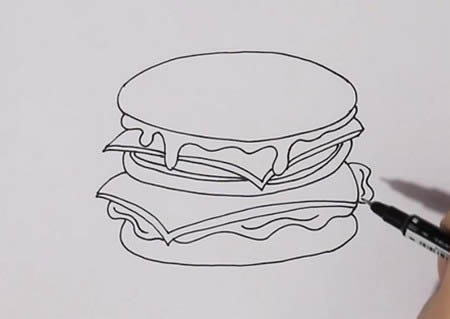 汉堡简笔画怎么画