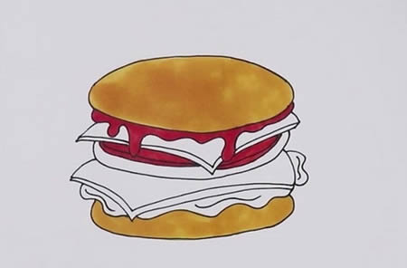 汉堡简笔画怎么画
