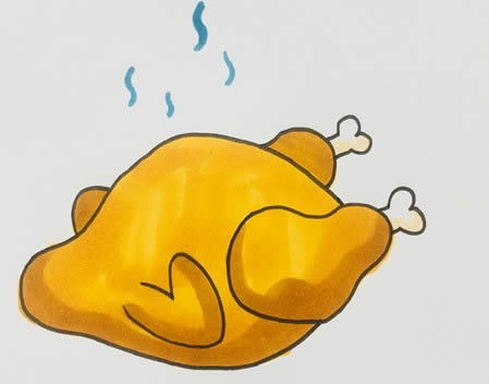 香气扑鼻的烤鸡简笔画