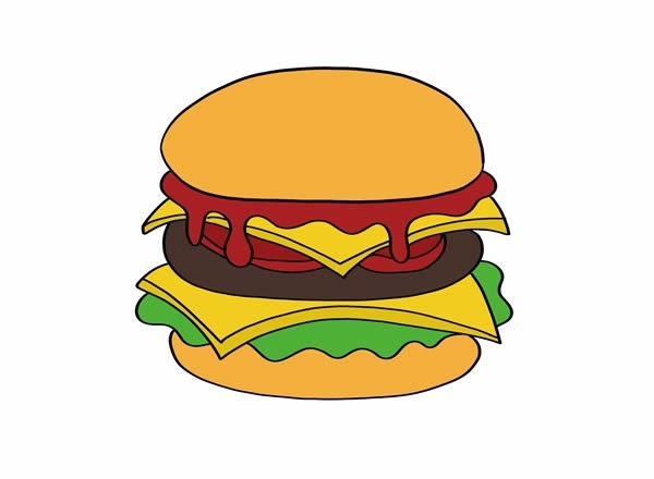 流口水的汉堡简笔画 流口水的汉堡简笔画
