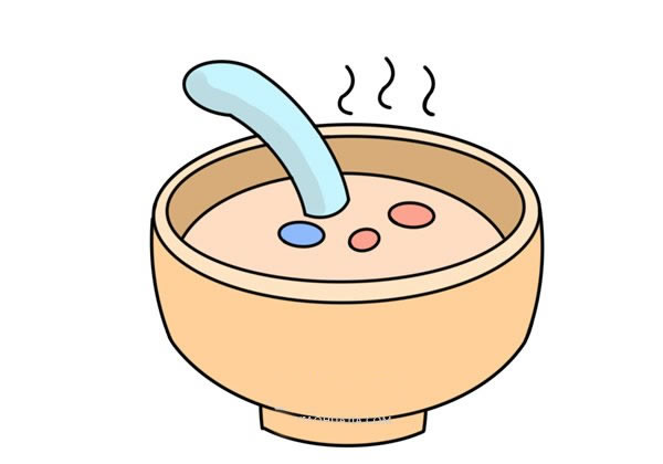 一碗粥的简笔画步骤