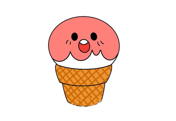 卡通冰激凌筒简笔画