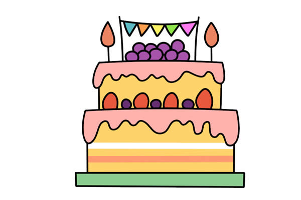 双层生日蛋糕简笔画 双层生日蛋糕简笔画