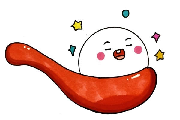 汤圆在勺子里的简笔画