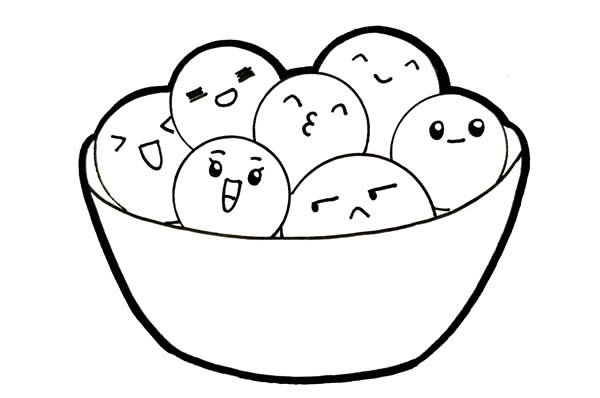 一碗可爱汤圆简笔画 一碗可爱汤圆简笔画
