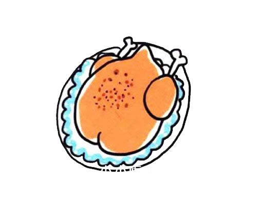 一盘烤鸡简笔画步骤