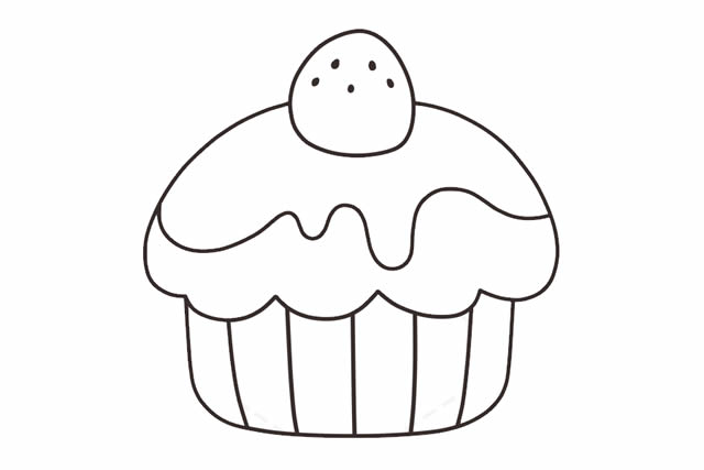 可爱的纸杯蛋糕简笔画