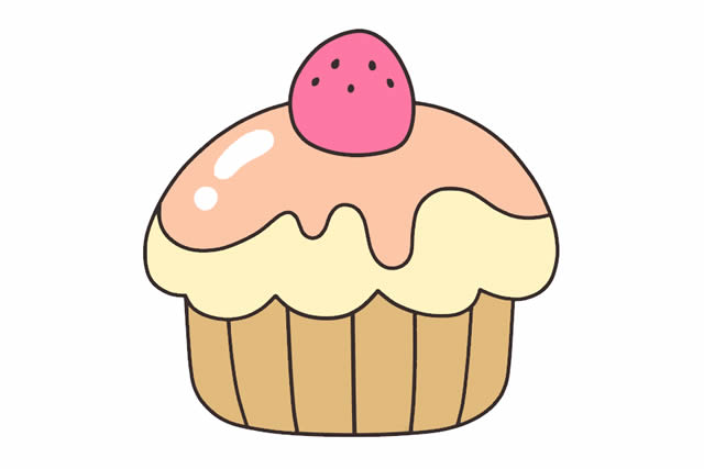 可爱的纸杯蛋糕简笔画