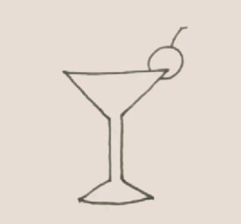 鸡尾酒简笔画步骤