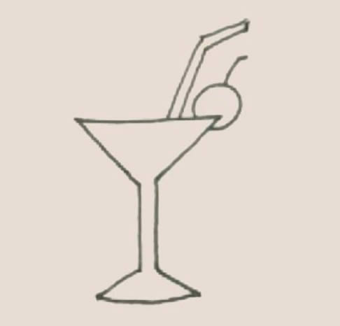 鸡尾酒简笔画步骤
