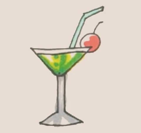 鸡尾酒简笔画步骤