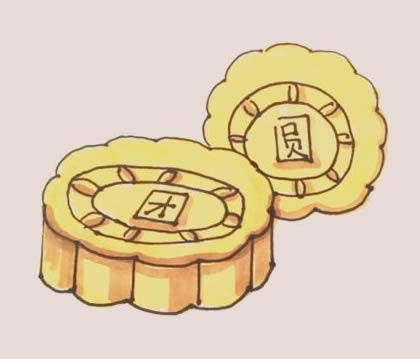 中秋美食月饼简笔画 中秋美食月饼简笔画
