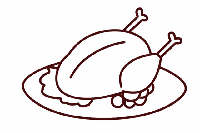 烤鸡简笔画画法(烤鸡简笔画涂色)