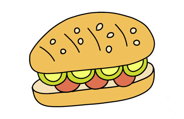 夹着火腿的汉堡简笔画 夹着火腿的汉堡简笔画