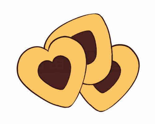 桃心饼干简笔画步骤