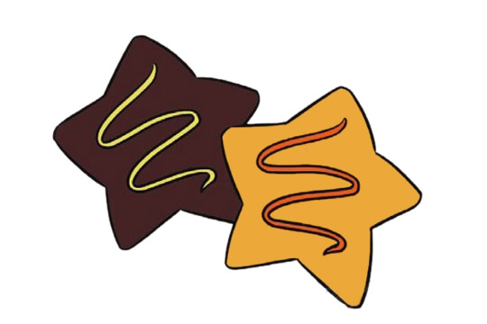 漂亮的彩色饼干简笔画