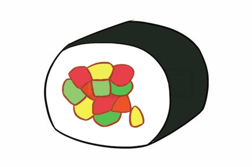 美味的寿司简笔画画法 美味的寿司简笔画画法