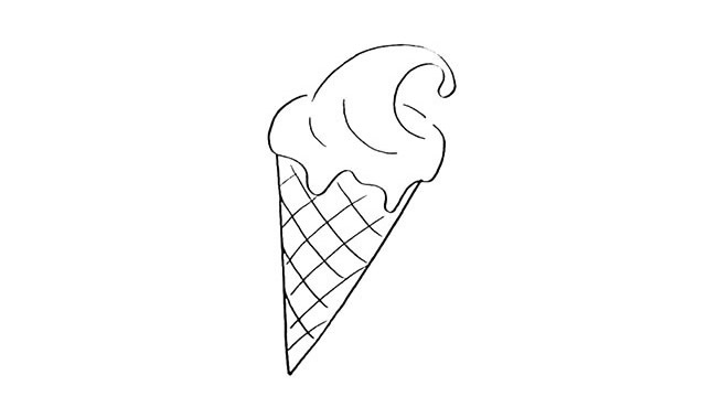 炫彩的冰激凌甜筒简笔画