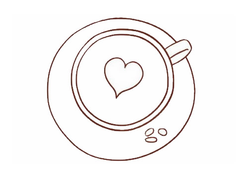 爱心拉花的咖啡简笔画