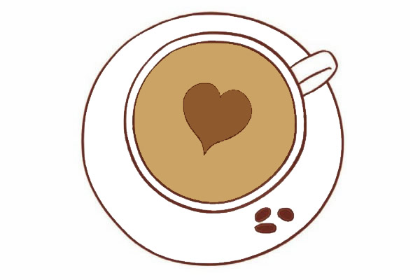 爱心拉花的咖啡简笔画