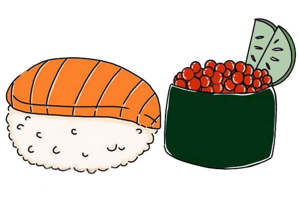 寿司和鱼子酱简笔画教程 寿司和鱼子酱简笔画教程