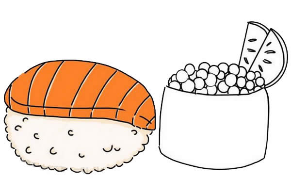 寿司和鱼子酱简笔画教程 寿司和鱼子酱简笔画教程