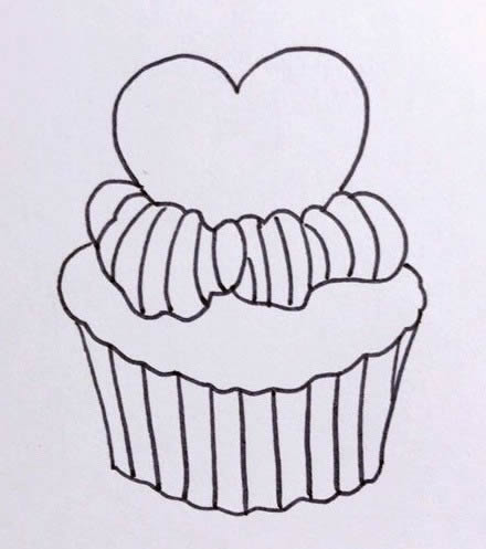 爱心蛋糕简笔画教程