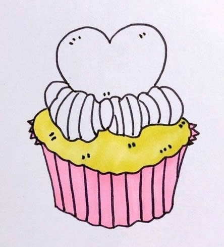 爱心蛋糕简笔画教程