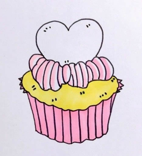 爱心蛋糕简笔画教程