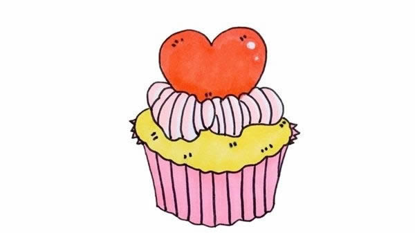 爱心蛋糕简笔画教程