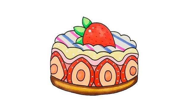 草莓生日蛋糕简笔画教程