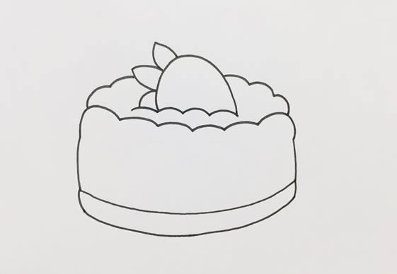 草莓生日蛋糕简笔画教程