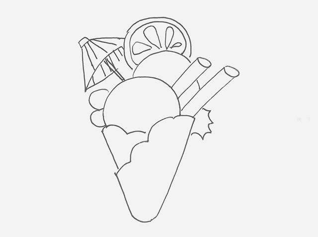 非常漂亮的冰激凌甜筒简笔画