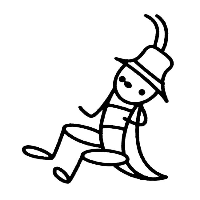 戴着帽子的蝗虫简笔画(蚂蚱帽子)