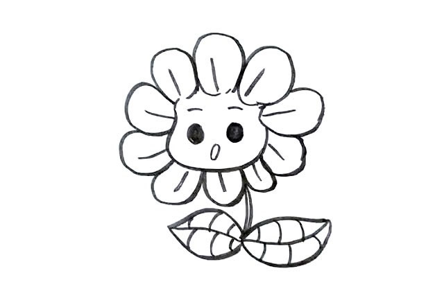 简单八步画出卡通向日葵简笔画