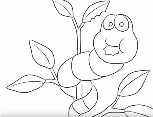 吃树叶的毛毛虫简笔画 吃树叶的毛毛虫简笔画