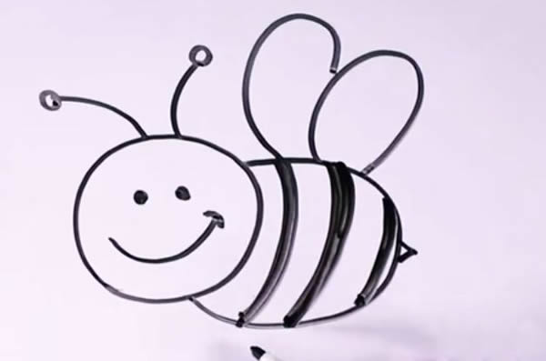 采蜜的小蜜蜂简笔画步骤