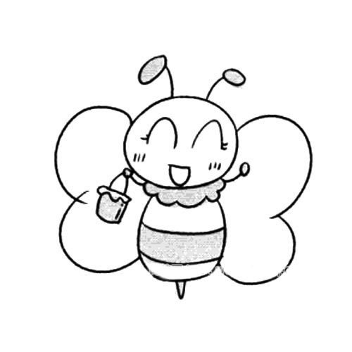 开心的卡通蜜蜂简笔画