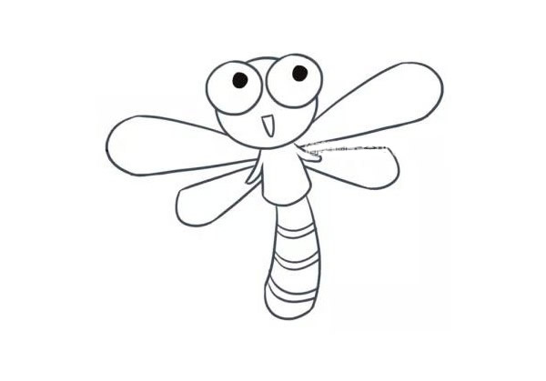 漂亮涂色的卡通蜻蜓简笔画