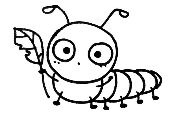 拿着树叶的毛毛虫简笔画