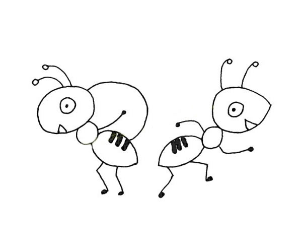 分享一组蚂蚁简笔画