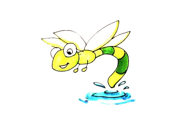 蜻蜓点水简笔画步骤