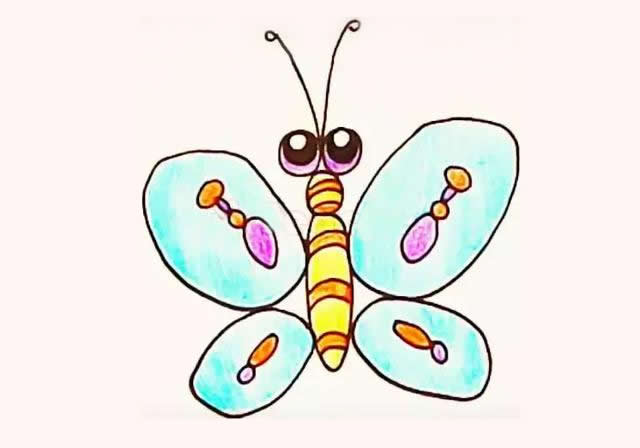 彩色蝴蝶简笔画步骤