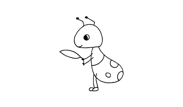 拿着一片叶子的蚂蚁简笔画