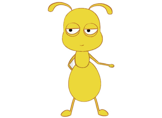 黄色的卡通蚂蚁简笔画
