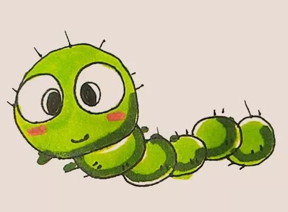 涂绿色的毛毛虫简笔画