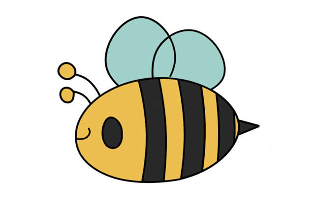 涂色的可爱小蜜蜂简笔画