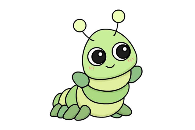 惹人爱的卡通毛毛虫简笔画