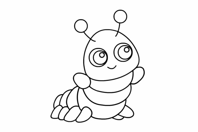 惹人爱的卡通毛毛虫简笔画